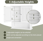 Smuxee White Bathroom Cabinet Wall Mounted, Small Bathroom Medicine Cabinet with 2 Door Adjustable Shelves, Bathroom Wall Cab