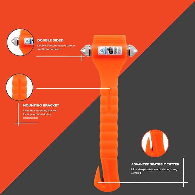 Lifehammer Brand Safety Hammer, the Original Emergency Escape and Rescue Tool with Seatbelt Cutter, Made in the Netherlands, 