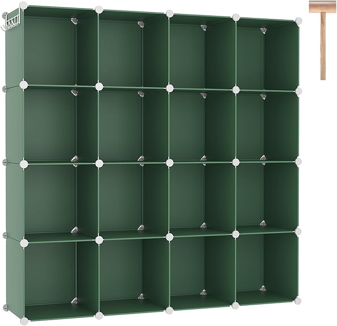 C&AHOME Cube Storage Organizer, 16-Cube Shelves Units, Plastic Storage Cubes, DIY Closet Organizer, Modular Closet Storage Sh