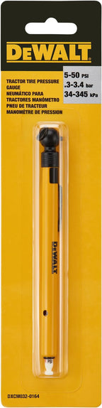 DEWALT Tractor Tire Pressure Gauge for Air/Water Filled Tires, 5-50 PSI, Ideal for Air/Water Filled Tractor Tires