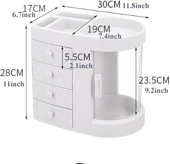 Makeup Storage Box Plastic Makeup Organizer with Drawers，Perfume Display Case and Cosmetic Storage Box，Great for Bathroom, Dr