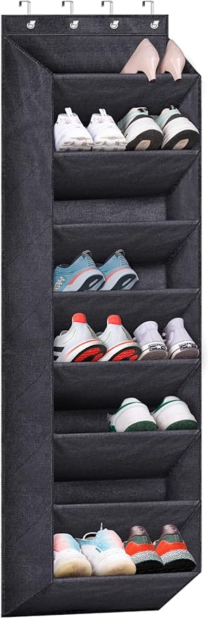SLEEPING LAMB Over The Door Shoe Organizer for Closet with Large Deep Pockets, Narrow Shoe Rack for Door Hanging Boots Storag