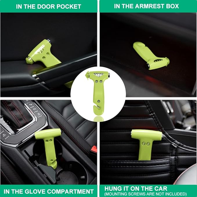 2-Pack Car Safety Hammer, Auto Emergency Escape Hammer with Window Breaker and Seat Belt Cutter, Emergency Escape Tool for Ca