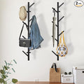 GAWAMAY Vertical Coat Rack Wall Mount Set of 2, Black Modern Metal Coat Hanging Cowboy Hat Rack for Wall, Mounted Coat Hooks 