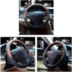 Valleycomfy Microfiber Leather Steering Wheel Covers Universal 15 inch (Brown