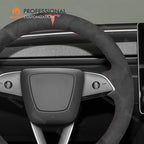 MEWANT Hand Stitched Matte Carbon Fiber&PU Leather Steering Wheel Cover Wrap for Tesla Model 3 Highland 2023 2024 2025 Steering Wheel Accessories