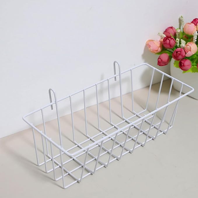 10 Pack Wall Grid Panel Hanging Wire Basket, Metal Wall Storage and Display Basket, Grid Wall Storage Basket for Kitchen, Hom