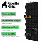 GORILLA GRIP Over the Door Shoe Organizer, 24 Extra Large Breathable Mesh Pockets, Space Saving Hanging Storage Holder, 4 Hoo