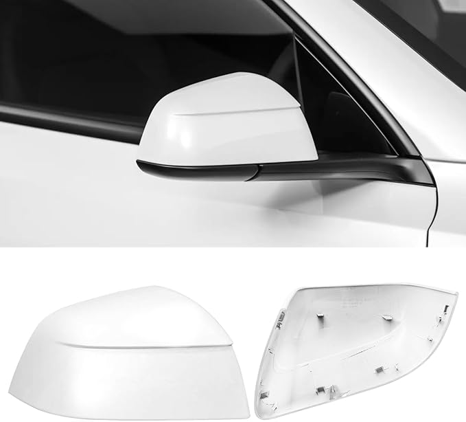 Jaronx Compatible with Tesla Model Y Mirror Cover Replacement Juniper 2025 2026, Right Passenger Side Clip-on Rear View Mirror Cover Cap for Model Y Juniper Accessories 1963539-D0-B (Pearl White)