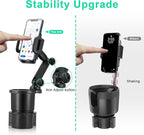 THIS HILL 2-in-1 Cup Holder and Cell Phone Holder - with 360° Rotating Stand and Adjustable Base for All iPhone Models and Sm