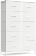 SONGMICS Dresser for Bedroom, Chest of Drawers, Steel, MDF, 10 Non-Woven Fabric Drawers, Storage Organizer Unit, Closet, Entr