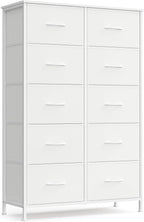 SONGMICS Dresser for Bedroom, Chest of Drawers, Steel, MDF, 10 Non-Woven Fabric Drawers, Storage Organizer Unit, Closet, Entr