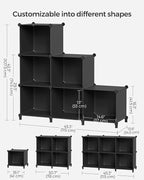SONGMICS 6 Cube Storage Organizer, Modular Bookshelf, DIY Closet Organizers and Storage, Plastic Stackable Shelves, 14.6 x 13