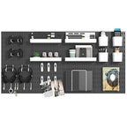 Pegboard Combination Kit, 8 Peg Boards and 30 Accessories Modular Hanging Black Pegboard for Wall, Office Organizer, Keys Hol