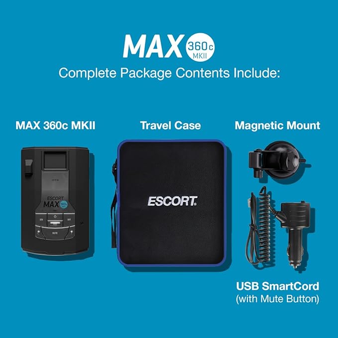 Escort MAX 360c MKII Laser Radar Detector - Dual-Band Wi-Fi and Bluetooth Enabled, 360° Directional Arrows, Exceptional Range