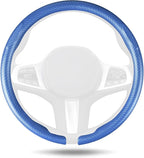 Aimato Car Steering Wheel Cover Carbon Fiber, Ultra-Thin Car Steering Wheel Cover,Comfortable & Breathable Microfiber,Universal Fit for Most Cars, Matte Blue