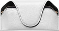 Sunglass Holder for Car Visor, Magnetic Auto Sun Visor Eyeglass Organizer with Dual Back Clips, Leather Glasses Protective Storage Case Universal for Most Vehicles Visors (White)