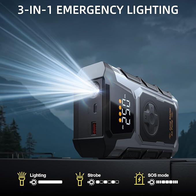 5500A Jump Starter with Air Compressor 150PSI Portable Car Battery Charger Combo Tire Inflator for up to 9.5L Gas/8.0L