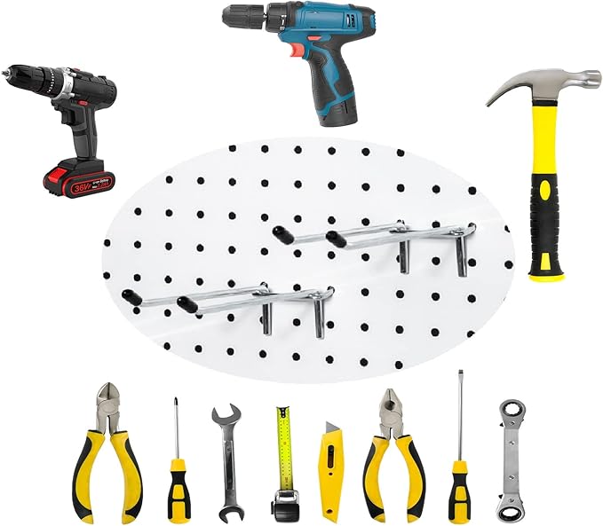 12 Pcs Peg Board Hooks, Pegboard Hooks 6 Inch, Pegboard Accessories Fit 1/4” Holes, Garage Peg Board Hook Organizers, Heavy D