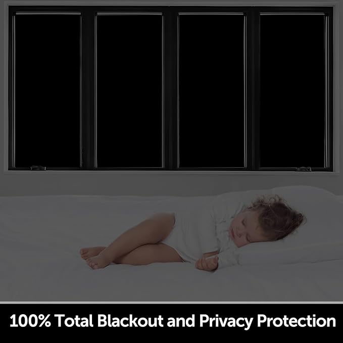HIDBEA Mirror Blackout Window Film,100% Light Blocking Room Darkening Window Privacy Film,Mirror Glass Window Film Heat Control, Removable Window Cover Tint for Day Sleep (Mirror Black,17.5in x 6.5ft)