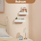 Hanging Wall Basket, Adhesive Wall-Mounted Organizer for Storage, Plastic Wicker Woven Storage Shelves for Kitchen, Bedroom, 
