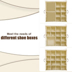 Shoe Organizer for Closet, Shoe Storage Boxes Fits up to 16 Pairs, Foldable Shoe Containers Bins Baskets with Adjustable Divi