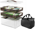 3-Tier Medicine Organizer Box with Protective Carry Bag - Premium Medicine Cabinet Organizer for Home, Travel & Office - Tran