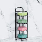 4-Tier Shower Soap Shampoo Bar Holder, Self Adhesive & Freestanding Draining Soap Dish Caddy for Bathroom Wall Accesories Dec