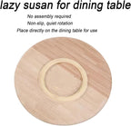 Large Lazy Susan Turntable, Wooden Round Tray Rotating for Dining Table Top Centerpiece Silent Smooth SpinBy Hand Kitchen Tur