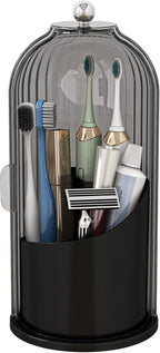 Dustproof Toothbrush Holders with Cover, Rotating Electric Toothbrush and Toothpaste Holder for Bathroom Countertop, 3 Slots 