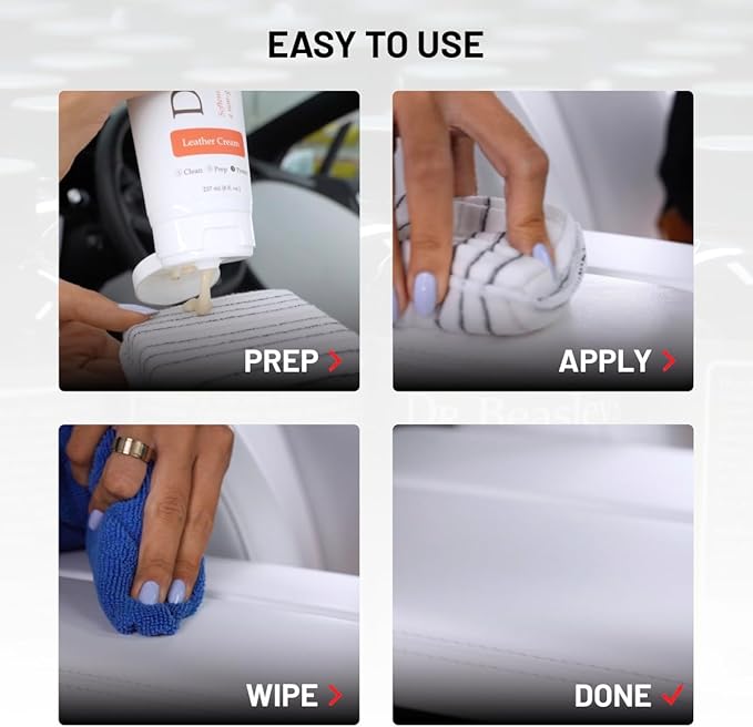 Dr. Beasley's Leather Cream 8 oz - Elite Leather Care Solution, Protects & Rejuvenates Leather Auto Interior, UV Inhibitors, 