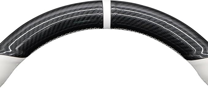 MEWANT Hand Stitched White Leather Steering Wheel Cover for Tesla Model 3 Highland 2023 2024 2025