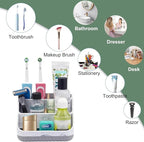 Chintu Toothbrush Holders for Bathrooms - 6 Slots Electric Tooth Brushing Holder, Bathroom Countertop Organizer for Kids Fami