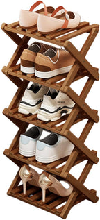 YYW Bamboo Shoe Rack for Entryway, Free Free Standing Shoe Racks Shelf Closet, Widen Foldable Vertical Shoe Storage Organizer