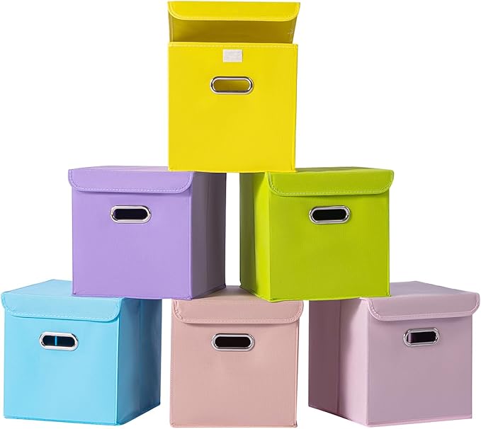 Closet Organizers Fabric Storage Bins With Lids Collapsible Cube Storage Organizer Basket With Handles,Storage Boxes for Clot