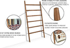 FUIN Extra Wide 6.4ft Wooden Blanket Ladder Living Room Decorative Wal Leaning Farmhouse Quilt Display Holder Rustic Wood Tow