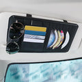 Car Sun Visor Pocket Organizer, Car CD/DVD Holder Storage Case, Multi-Pocket Visor Organizer Storage Pouch, Glasses Clip Storage Bag, Auto Interior Accessories Pockets Organizer (Black)