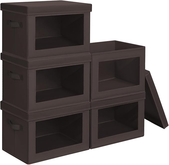 Homsorout Stackable Storage Bins with Lids - Medium Storage Box with Lids, Foldable Closet Boxes for Organizing, Wardrobe Clo