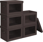 Homsorout Stackable Storage Bins with Lids - Large Decorative Basket with Lids, Fabric Foldable Closet Organizer Bins, Shelf 