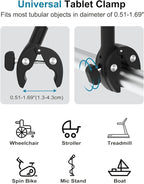 Tablet Holder for Wheelchair/Stroller/Spin Bike/Treadmill/Mic Stand/Boat/Handlebar Clamp, 360° Gooseneck Mount with Adjustable Arm for 4-13" iPad Pro Air Mini, Phone, Galaxy Z Fold, Fire HD