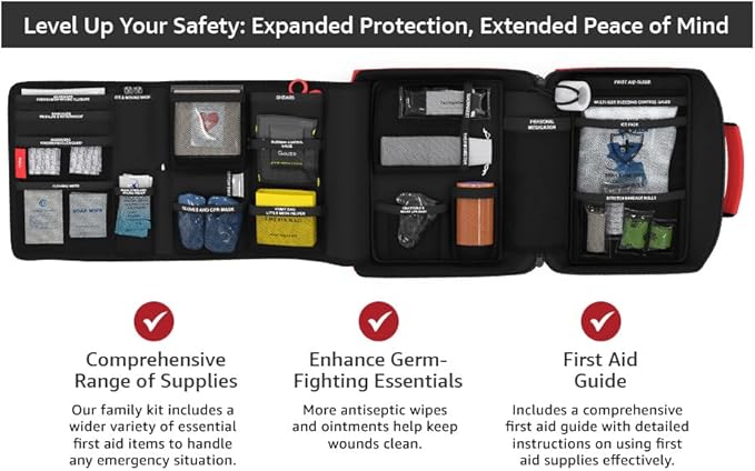 Family First Aid & CPR Kit - Emergency Medical Kit for the Entire Family, Child, Kids, and Youth. Perfect for Camping, Travel