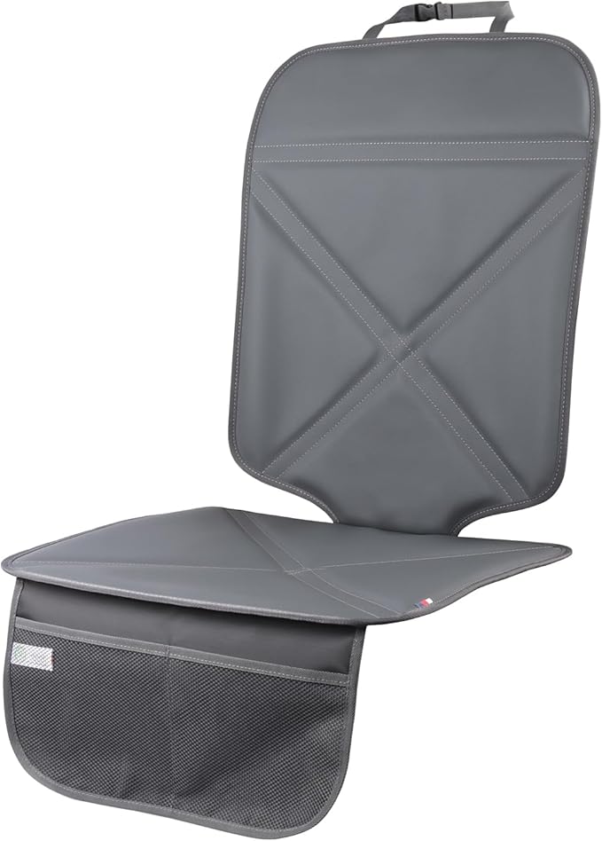 Car Seat Protector Leather Waterproof Child Safety Seat Protector Cover with Thick Pad and 2 Large Pockets Durable Kick Mat f