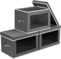 Homsorout Stackable Storage Bins with Lids - Large Storage Box with Lids, Foldable Closet Boxes for Organizing, Wardrobe Clot