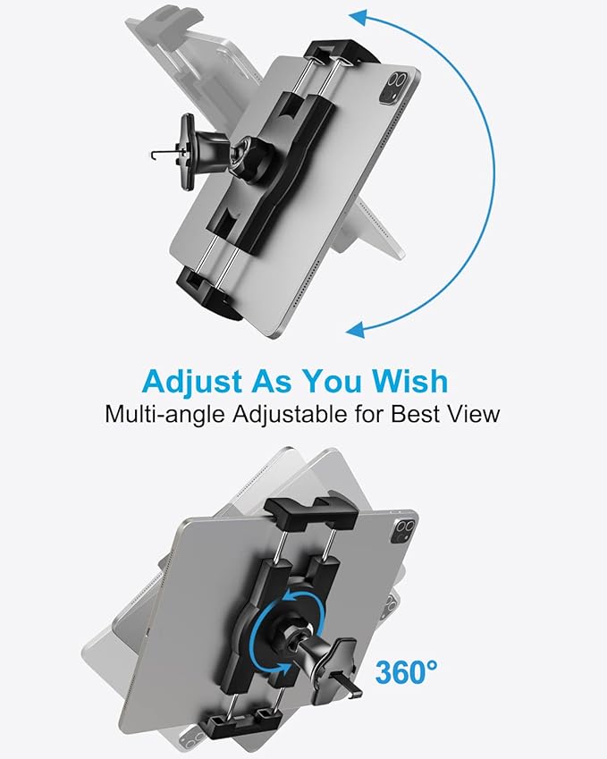 woleyi Car Vent Tablet Mount, Air Vent Clip Tablet Holder for Car with Adjustable Metal Hook Clamp, Compatible with iPad Pro/Air/Mini, Galaxy Tabs/Z Fold, iPhone, More 4.7-13" Cell Phones and Tablets