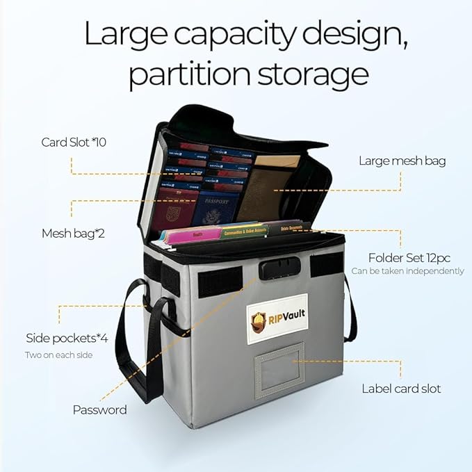 End of Life Organization System - Fireproof Storage Box for Important Documents - Estate Planning Tool with Pre-labeled File 