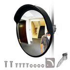 Convex Mirror - 12" Safety Mirrors for Garage, Warehouse, Pole-Mount Large Security Mirror for Driveway with Flexible PC Lens (12 Inch, Black)