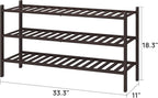 viewcare Long Shoe Rack, Bamboo Wood Shoe Rack for Closet, Entryway & Hallway, 3-Tier Stackable Shoe Shelf