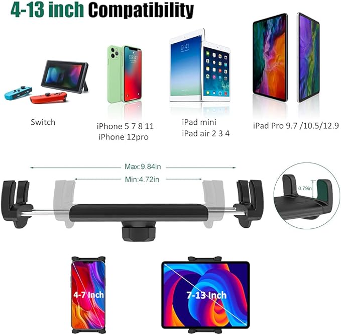 Car Cup Holder Tablet Mount for 4-13" iPad & Phone, Universal Truck Cup Tablet Mount with Adjustable Arm for iPad Pro 12.9 9.7 Air Mini, Samsung Galaxy Fold 4 3, Kindle Fire HD, iPhone etc