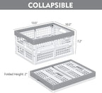 4 Packs 15 Liter Small Collapsible Heavy Duty Storage Bin/Container, Plastic Stackable Utility Folding Crate Basket, White