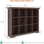 OSCHF Cube Shelf Bookcase with Base - Wooden 3 Tiers Floor Standing Low Storage Cabinet for Home and Office, 12-Cube Lattice 
